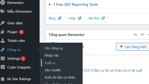 Chọn trình xuất của Wordpress