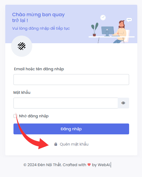 Nhấn nút Quên mật khẩu